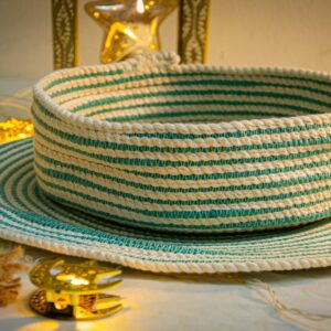 Light Green X Beige Cotton Cord Basket + Coaster