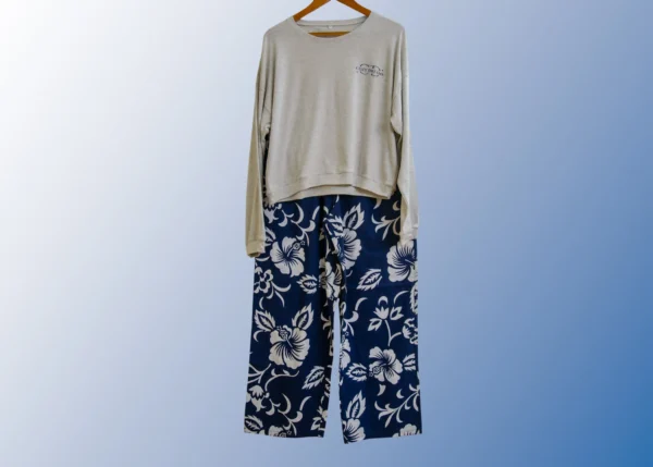 Cozy Dreams Grey pajamas with Dark Blue pants - Image 3